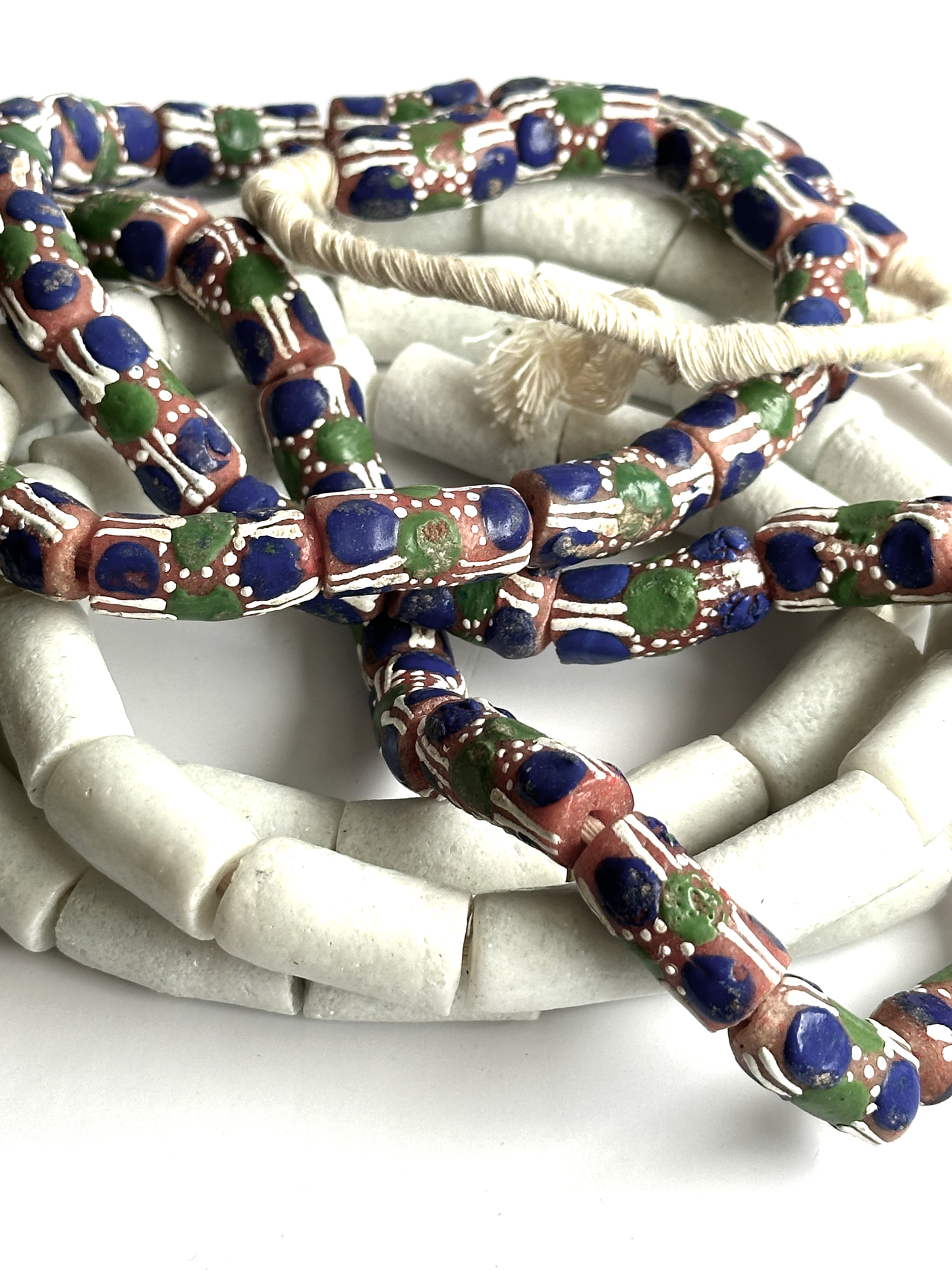 African Glass Krobo Beads - Dark Salmon with Dots