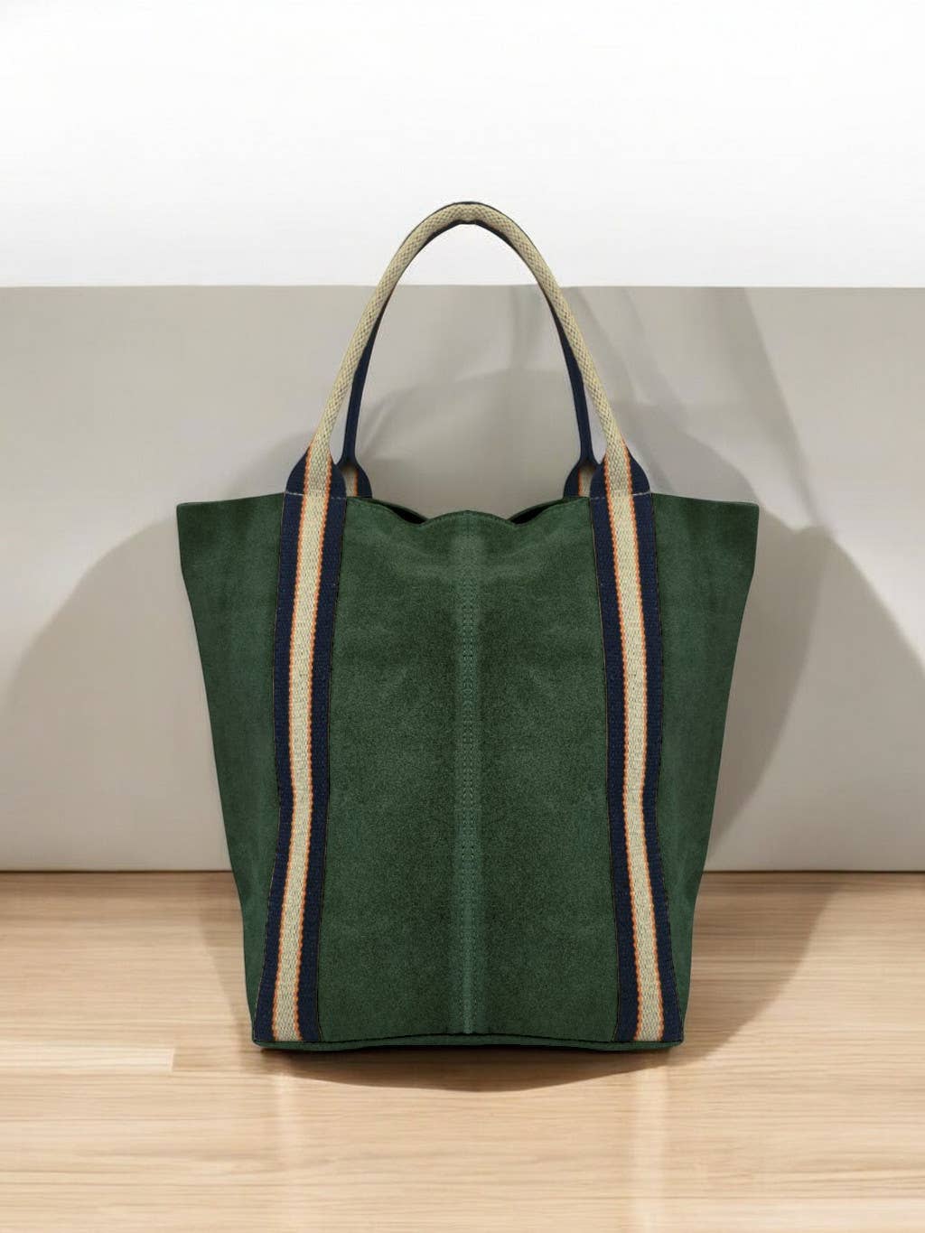 Melody Suede Leather Tote Bag 221890: Beige
