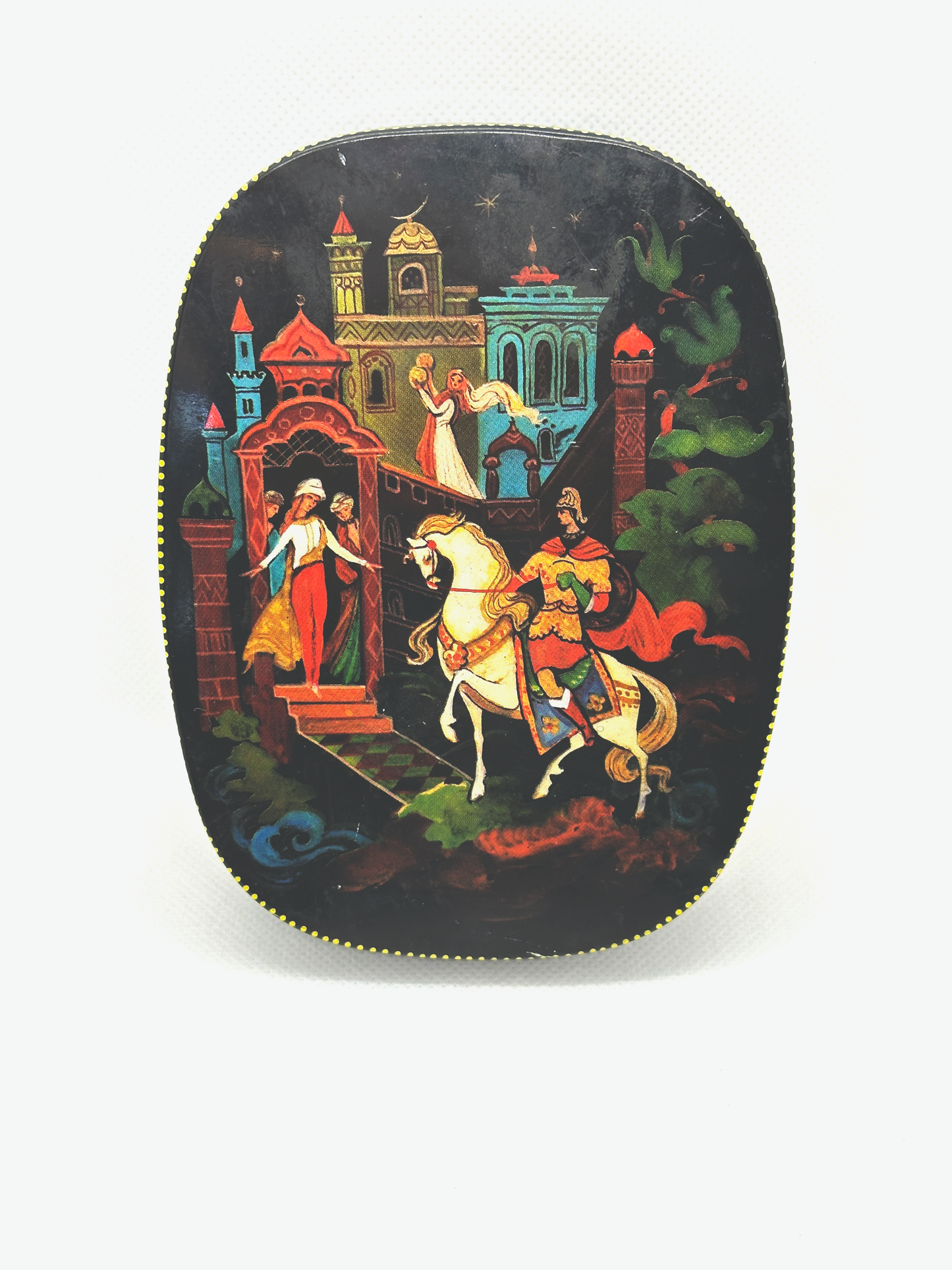 Decorative Tin with Mughal painting style- Match container with strilke plate