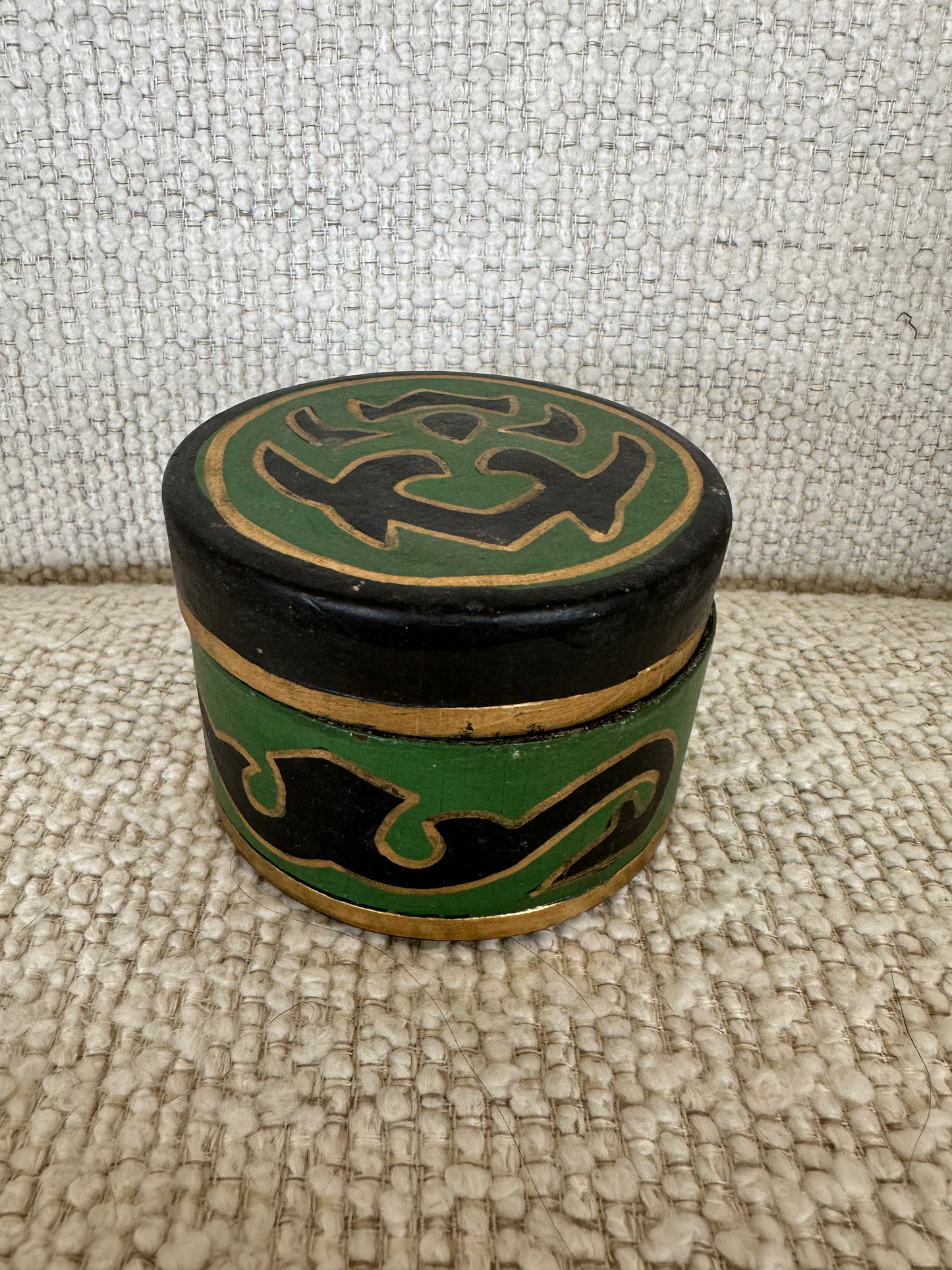 Vintage painted wood round box