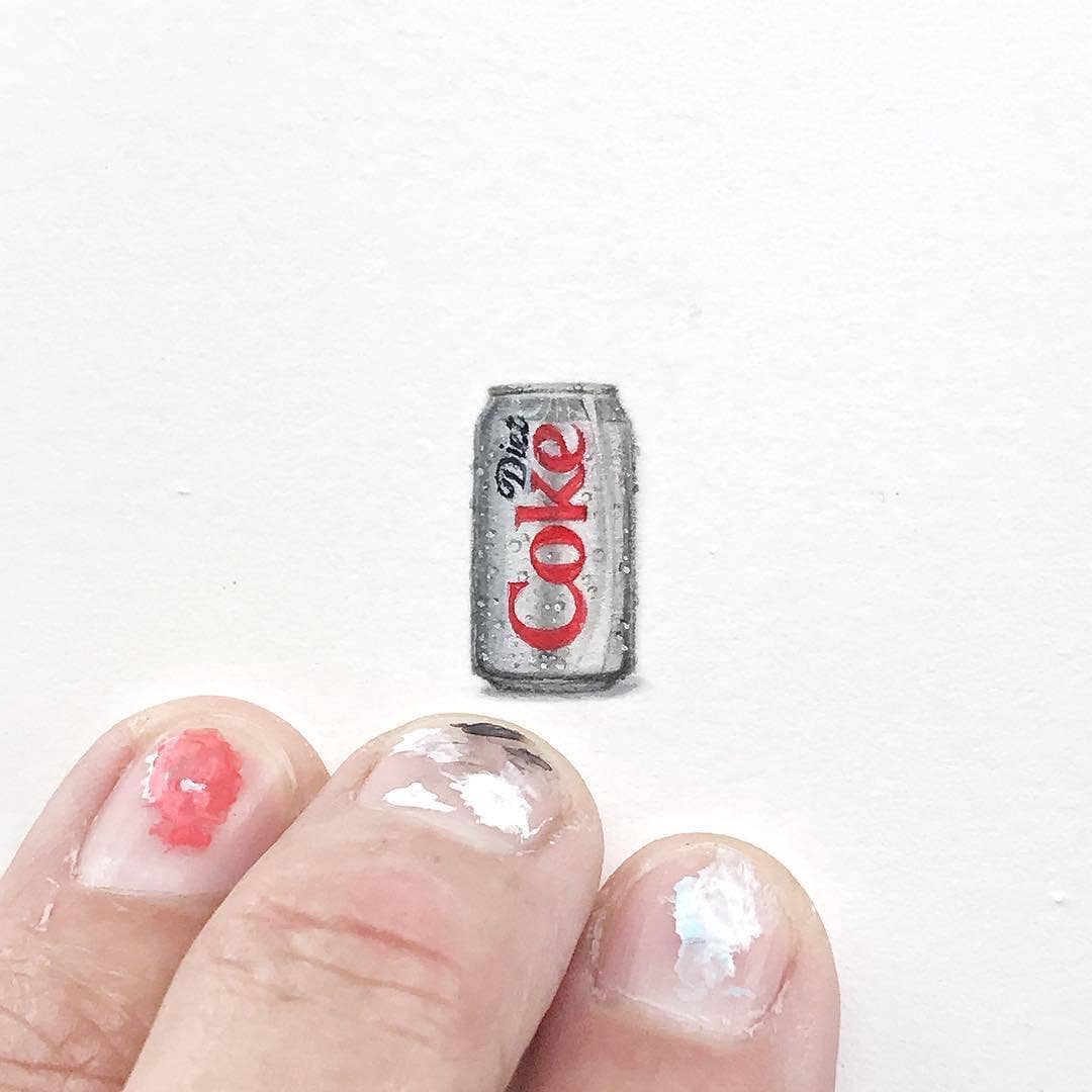 Diet Coke Miniature Watercolor Painting - Art Print