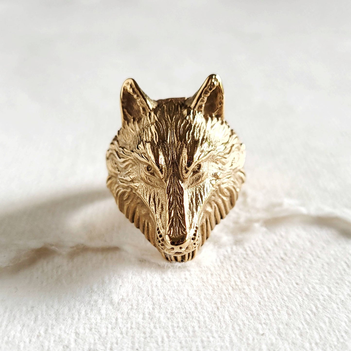 Wolf statment ring - gold plated
