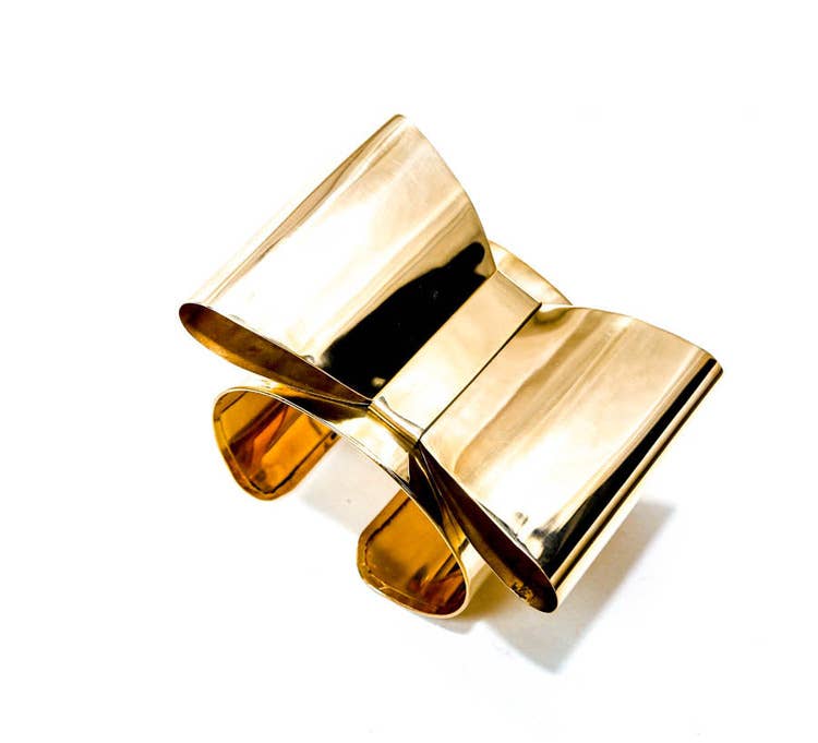 large scale Bow Tie  brass Cuff bracelet