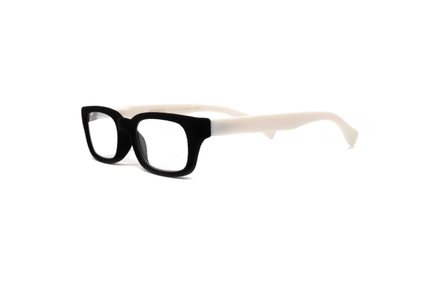 Sydney Black Velvet Reading Glasses, Matte White Temples: +1.50