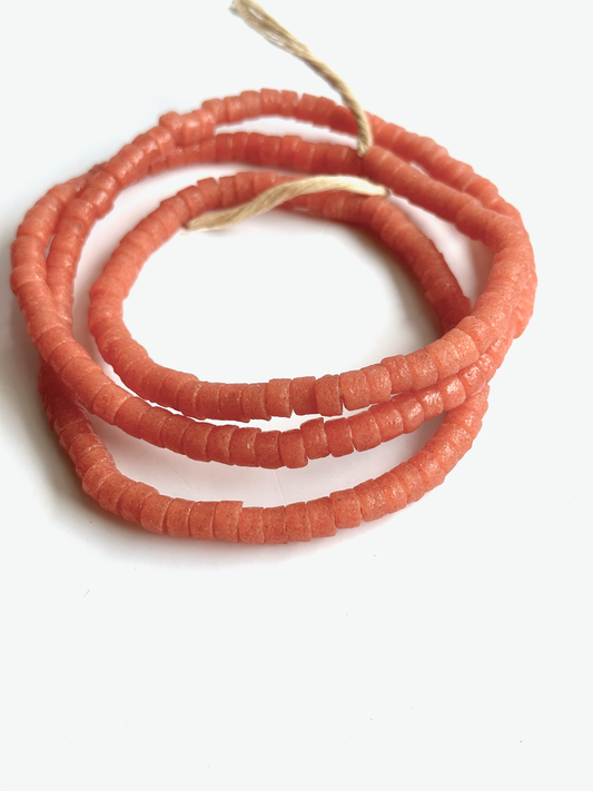 African Glass Maasai Tube Beads - Auburn