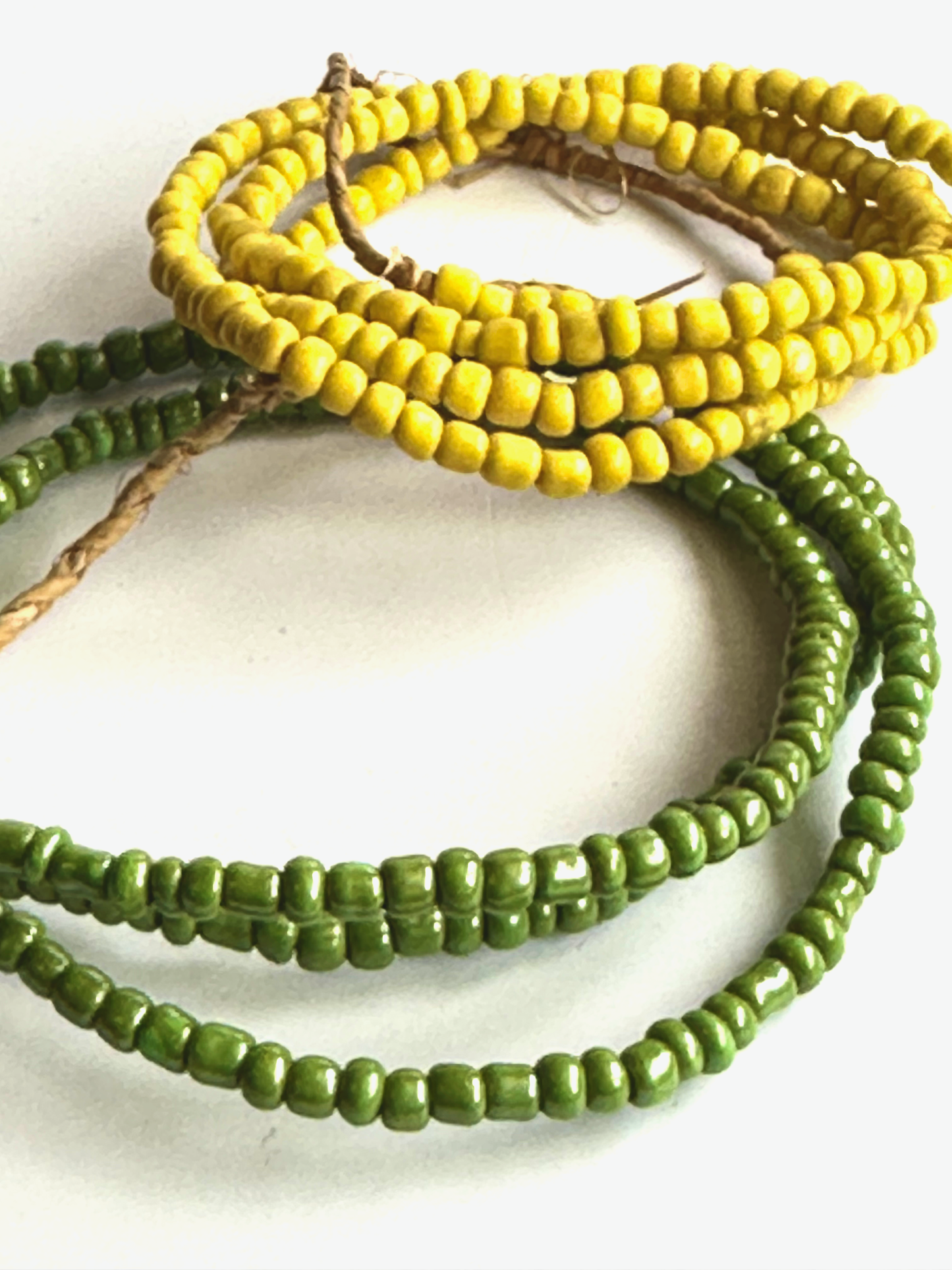 African Maasai Glass Seed Beads - Vintage Yellow