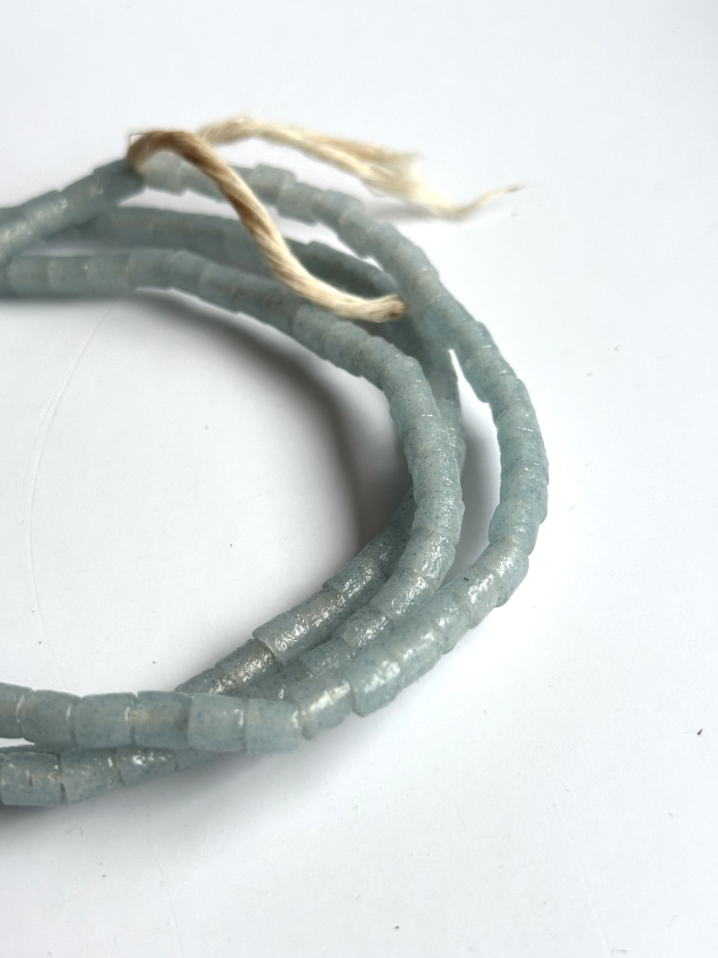 African Glass Maasai Tube Beads - Misty Blue