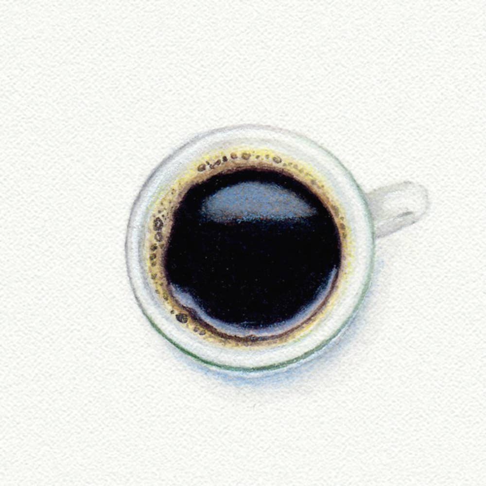 Cup of Coffee Miniature Watercolor Painting - Art Print