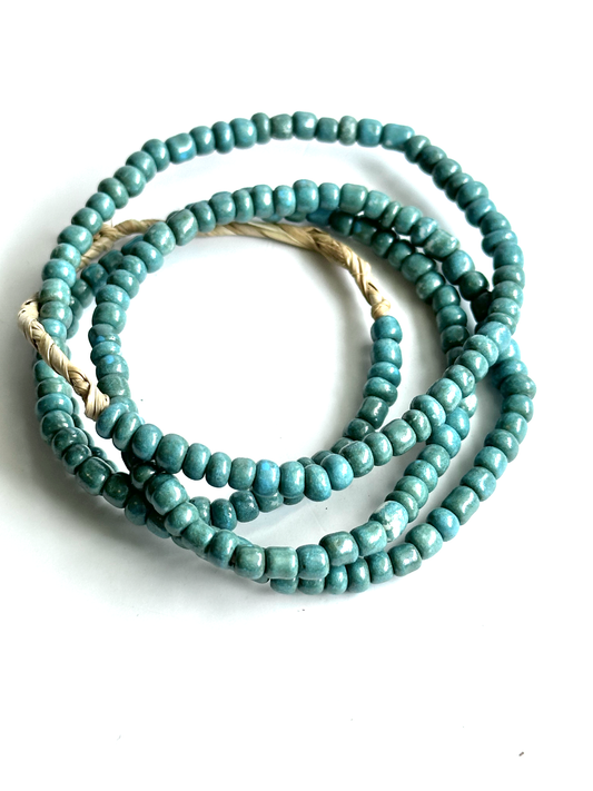 African Maasai Glass Seed Beads - Patina Blue