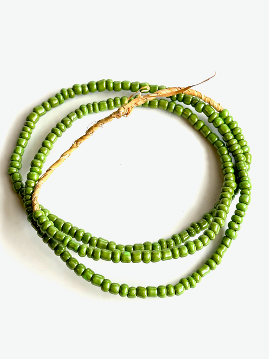 African Glass See Beads - Apple Green