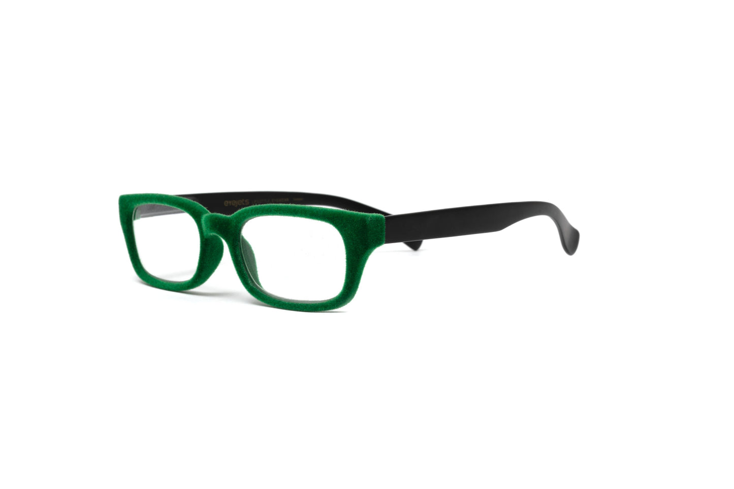 Sydney Green Velvet Reading Glasses, Matte Black Temples: +1.50