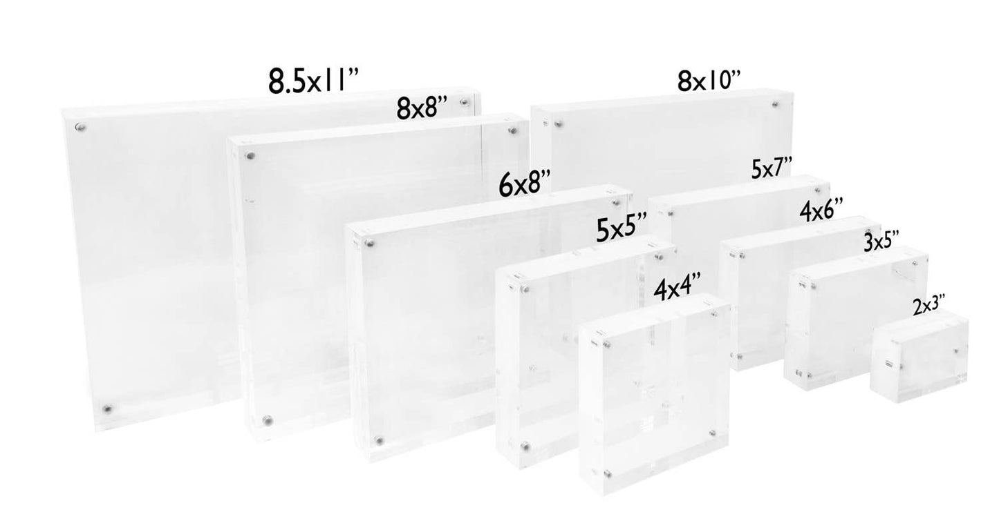 Isaac Jacobs Super Thick Clear Acrylic Magnetic Photo Frame: 8x8