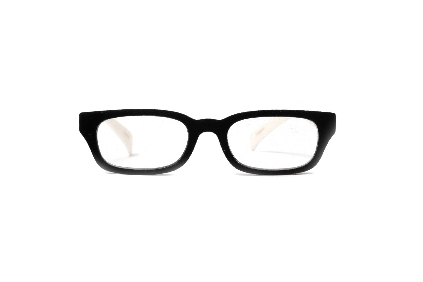 Sydney Black Velvet Reading Glasses, Matte White Temples: +1.50