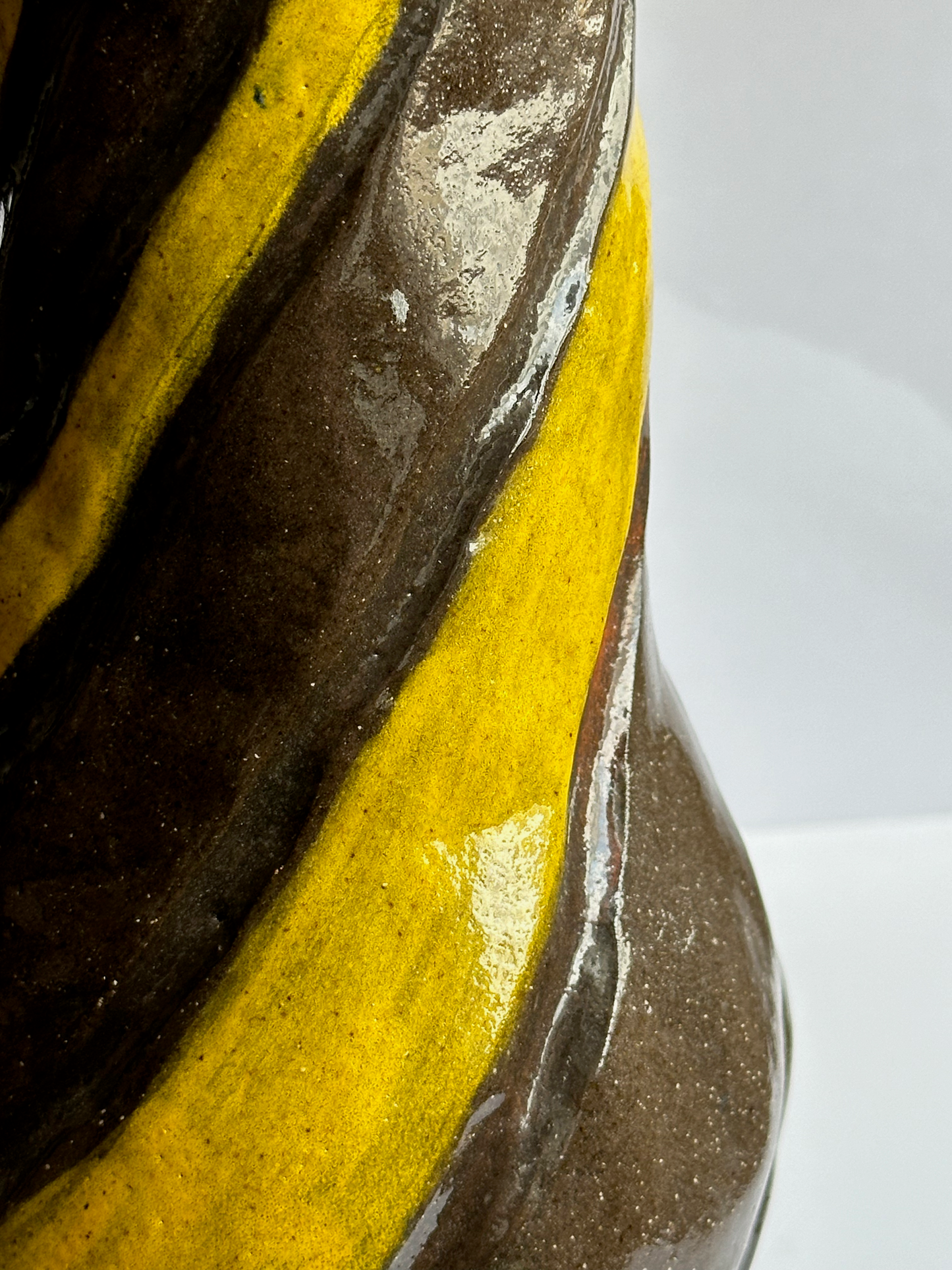 Brown and Yellow Primitive Swirl Vase