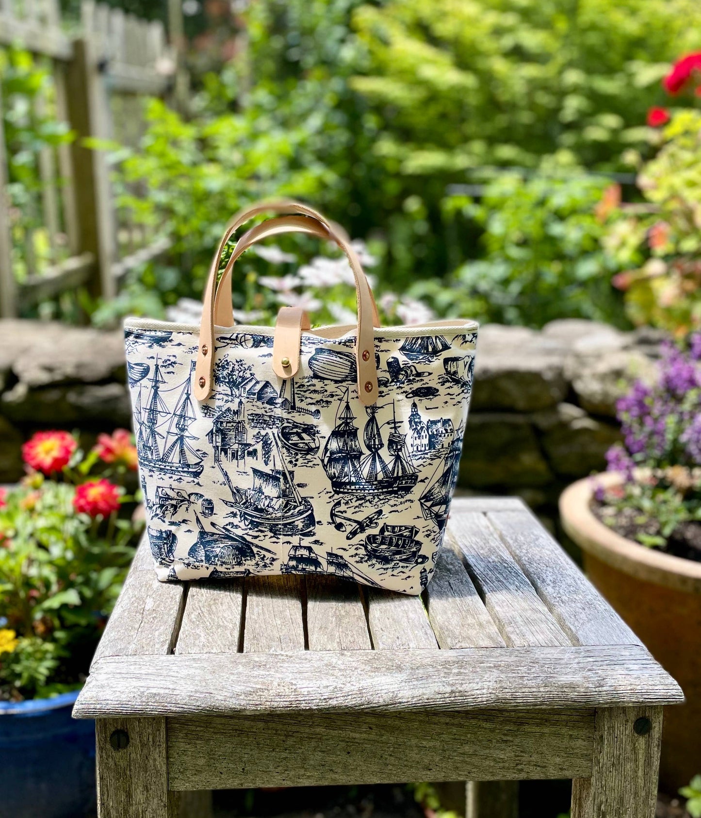 Nautical Toile All Day Mini Tote