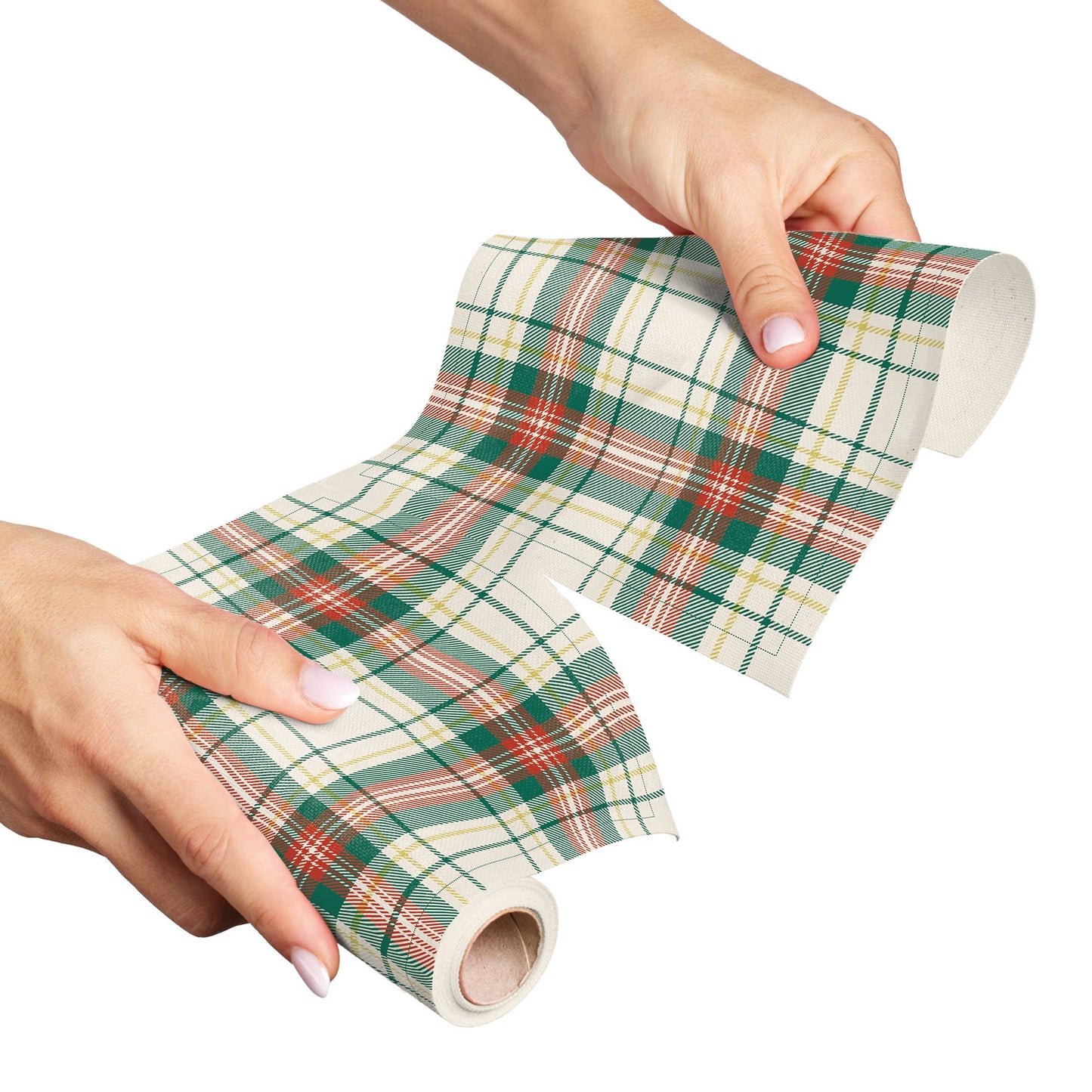 Natural Tartan Xmas Cotton Cocktail Napkins 50 Units