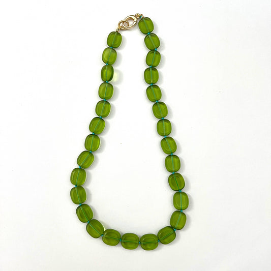 Stefanie Necklace: 16" / Olive/Turquoise