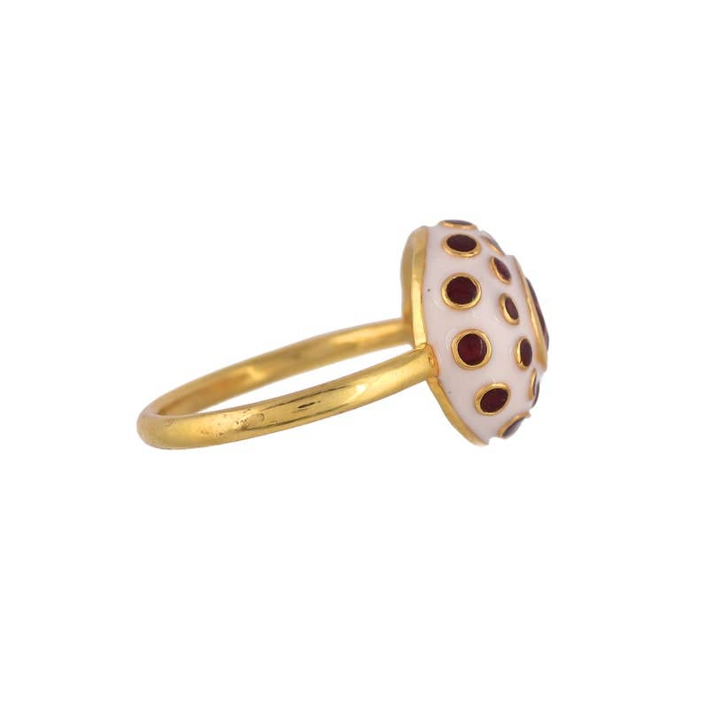 "Oh Right" Enameled Garnet Sterling Silver Ring