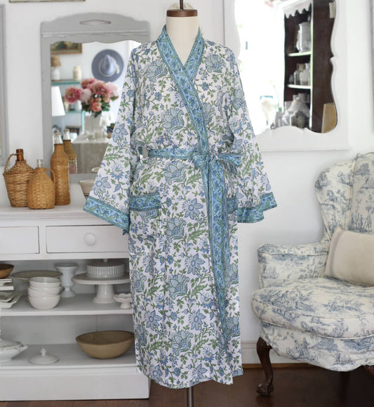 Kimono Robe Gayatri Blue/Green with Envelope, 48"