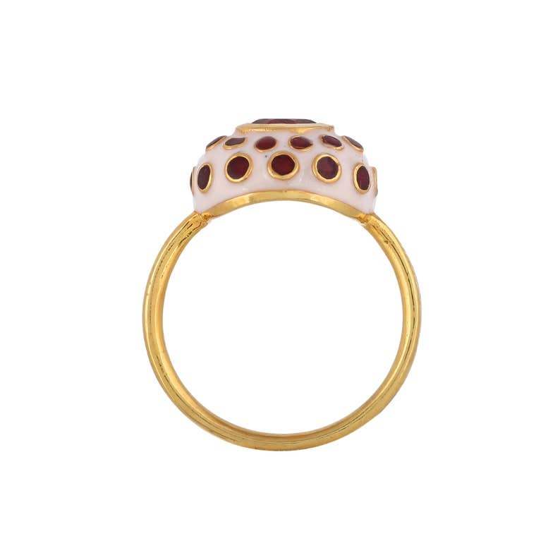 "Oh Right" Enameled Garnet Sterling Silver Ring