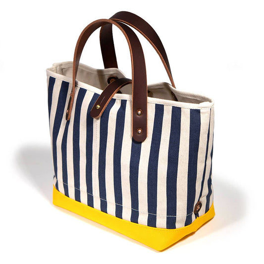 Cabana Stripe Bucket Mini Tote- Navy/ Solar Yellow Bucket