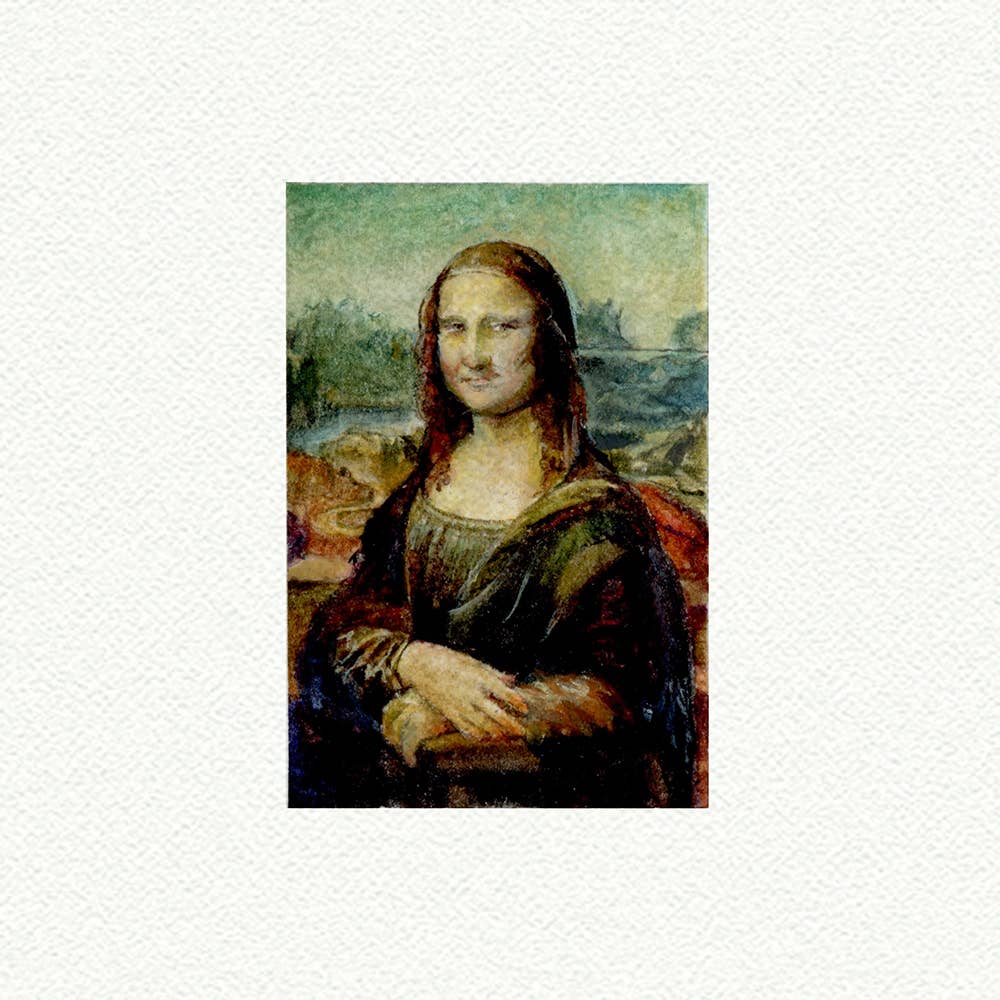 Mona Lisa Miniature Watercolor Painting - Art Print