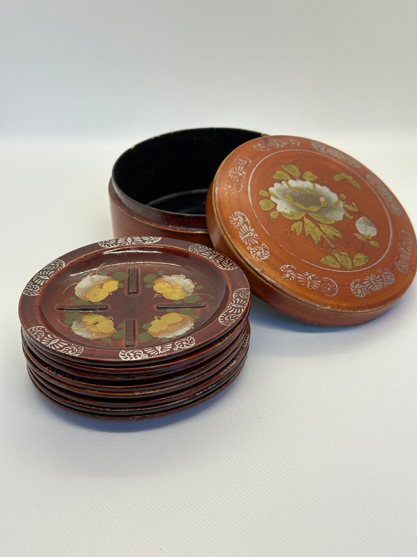 Vintage Wooden Coaster Set