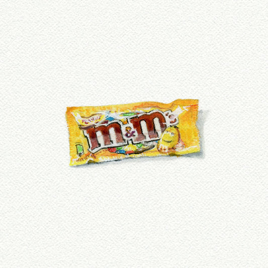 Peanut M&MS Miniature Watercolor Painting - Art Print