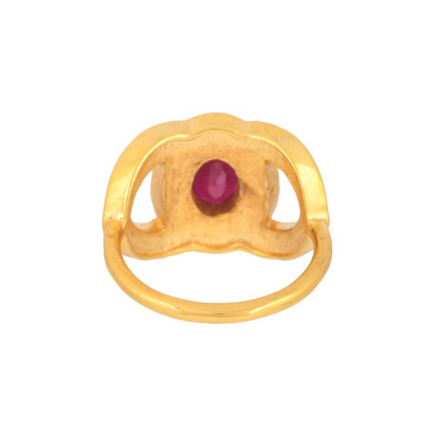 Ruby Enamel Gold Vermeil Over Silver Ring,Timeless,Statement