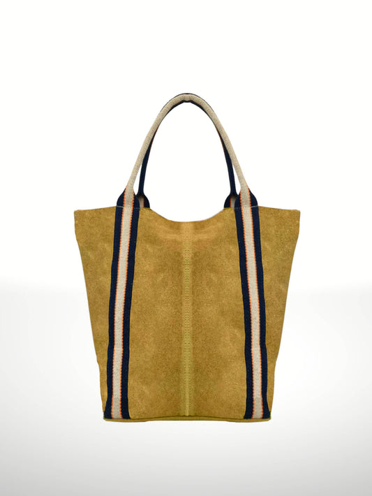 Melody Suede Leather Tote Bag 221890: Mustard