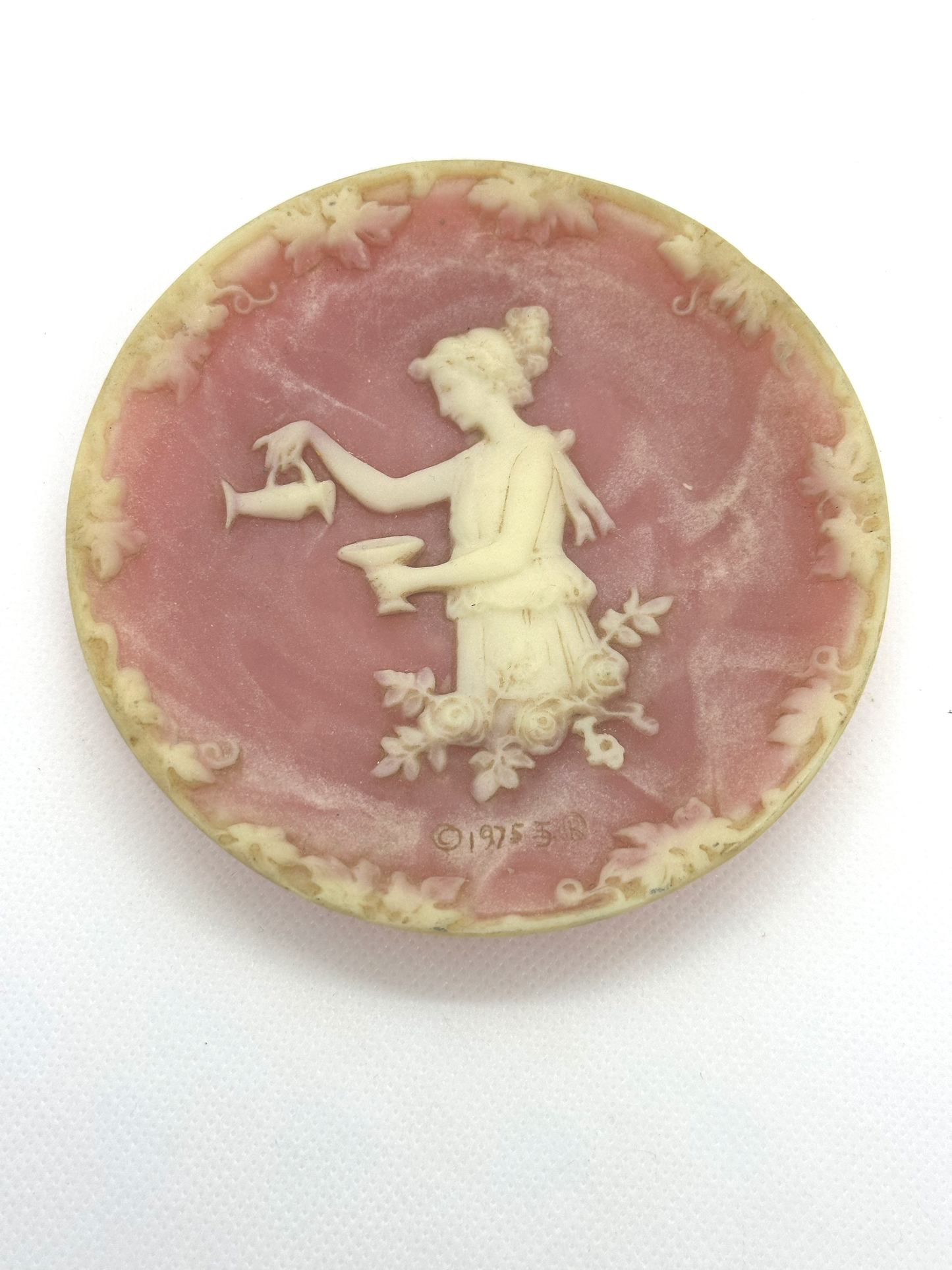 Pink and Ivory Cameo Style Small Jasperware Dish