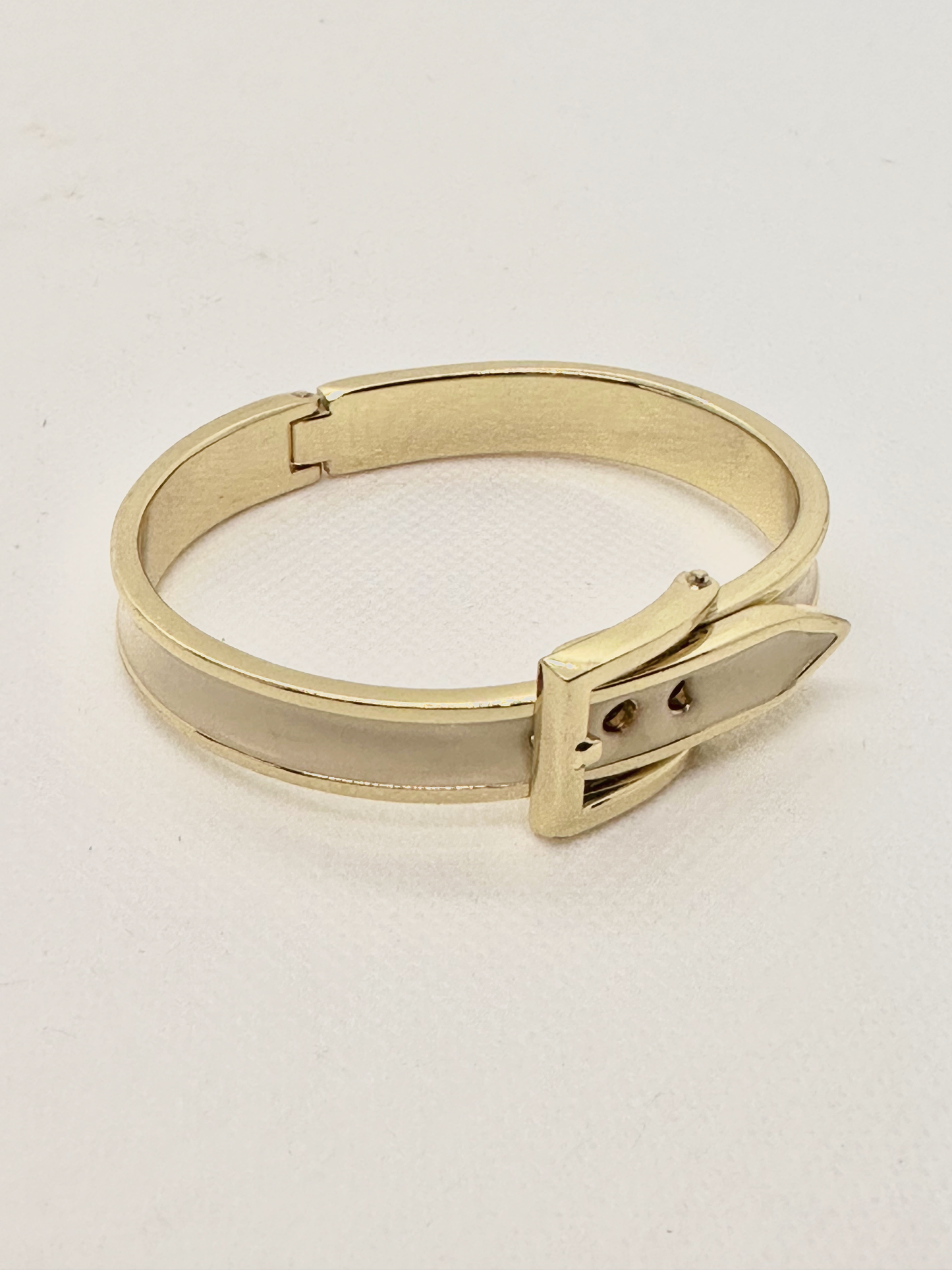 Ivory and Gold Buckle Bangle