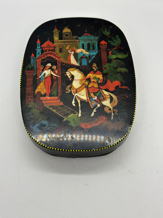 Decorative Tin with Mughal painting style- Match container with strilke plate