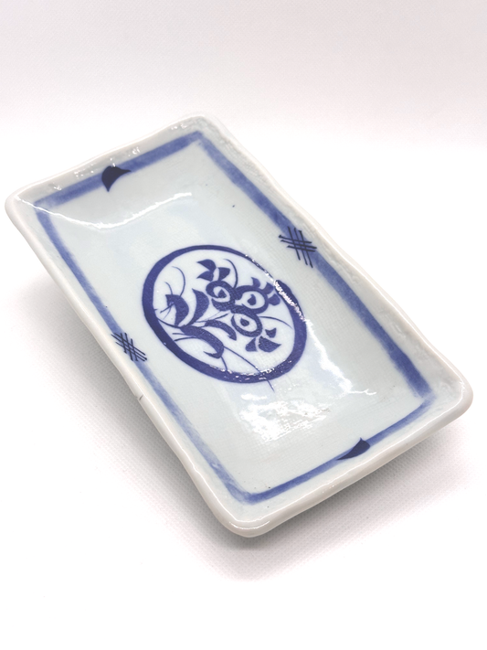 Small Blue and White Asian Style Rectangular Dish