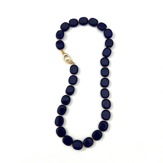 Stefanie Necklace: 16" / Cobalt/Pink