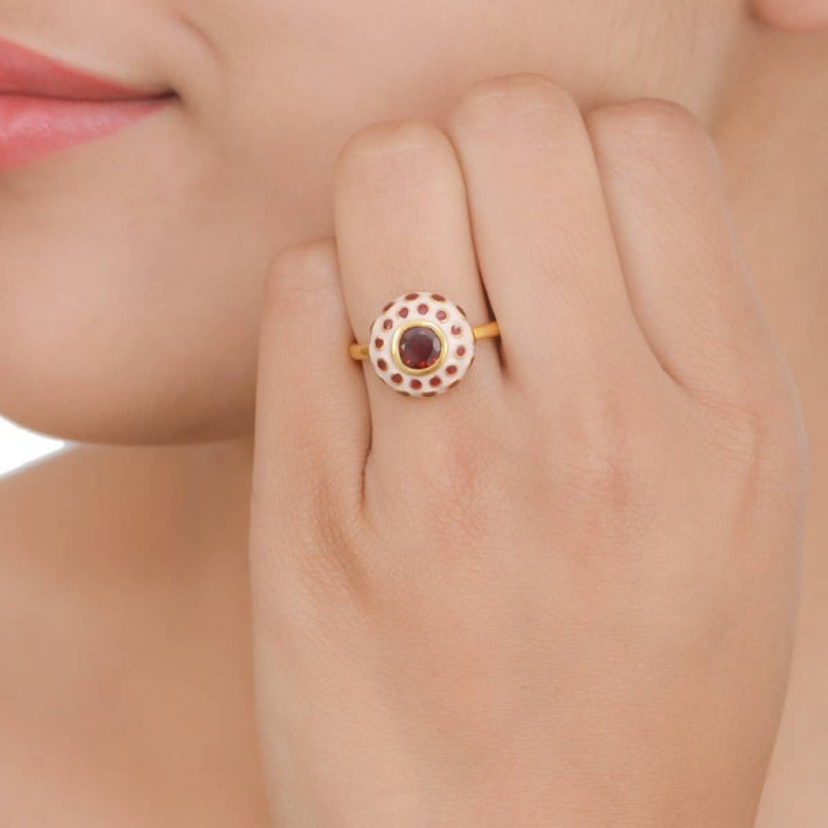 "Oh Right" Enameled Garnet Sterling Silver Ring