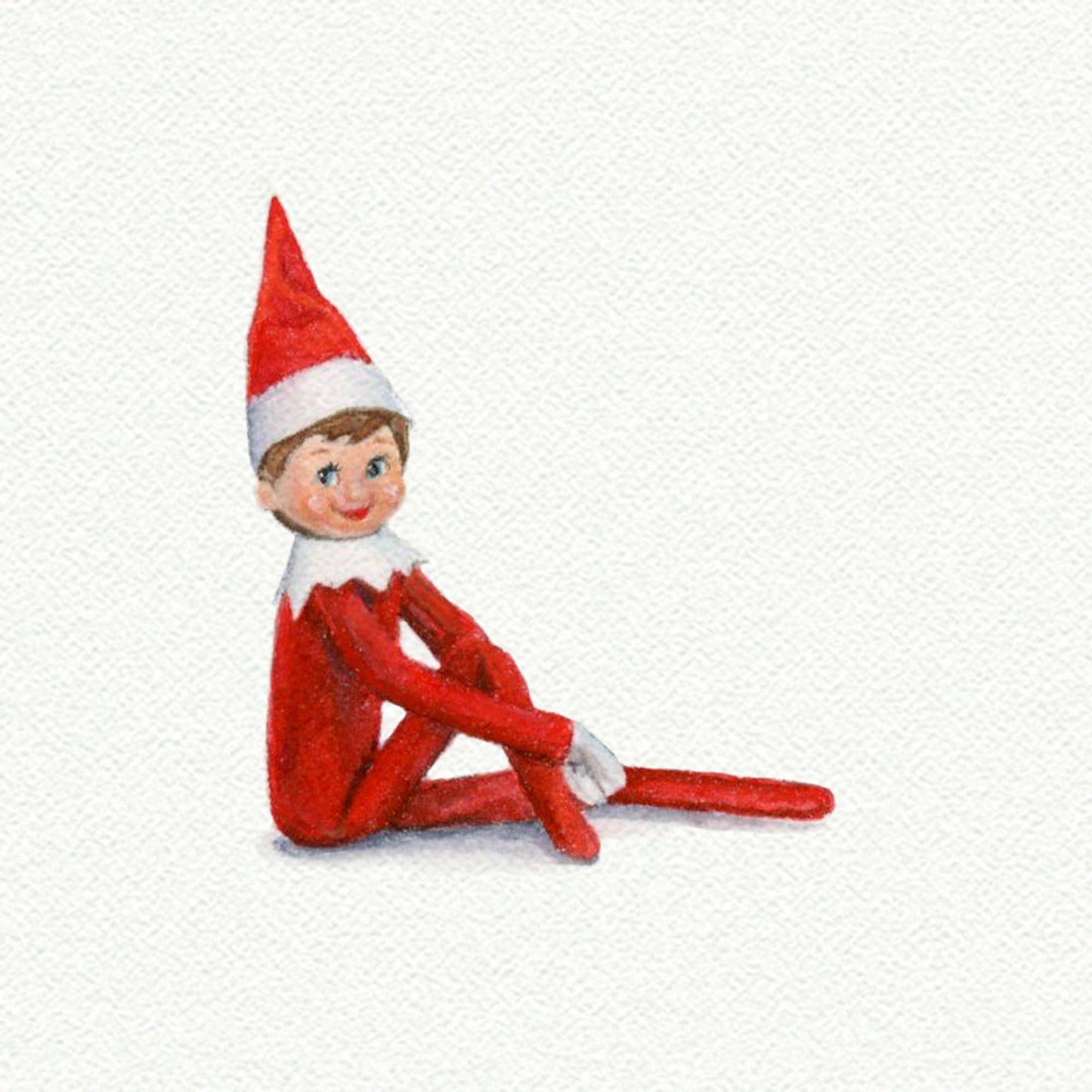 Elf on a Shelf Miniature Watercolor Painting - Art Print