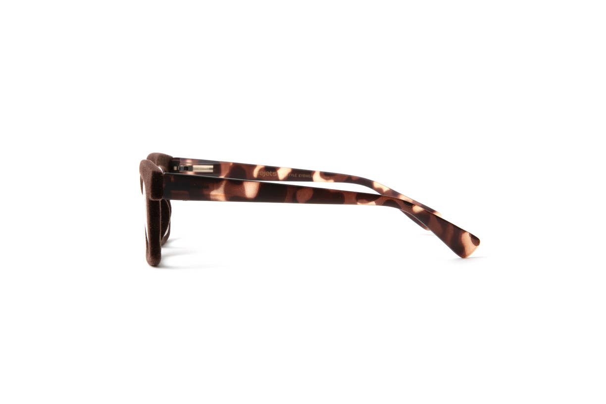 Dubai Brown Velvet Unisex Reading Glasses | Tortoise: +1.50