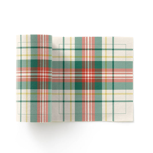 Natural Tartan Xmas Cotton Cocktail Napkins 50 Units