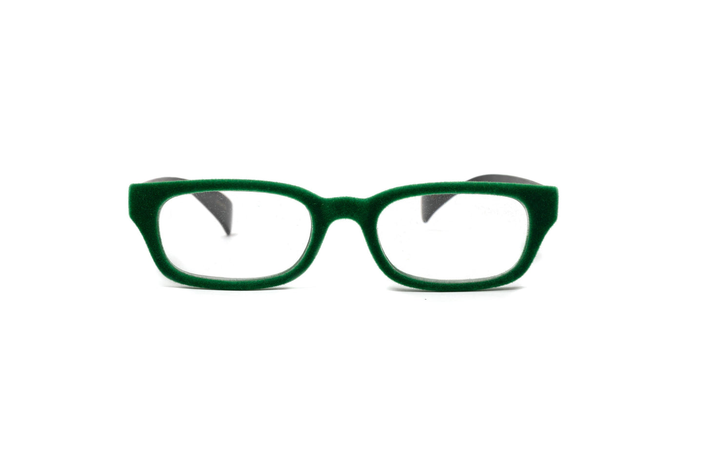 Sydney Green Velvet Reading Glasses, Matte Black Temples: +1.50