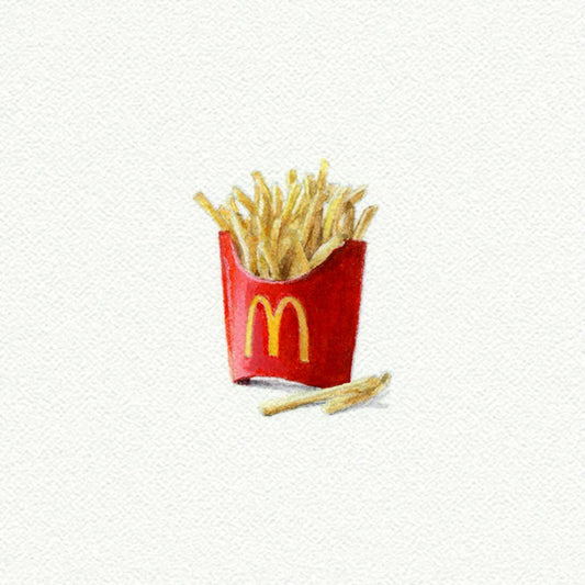 McDonald's French Fries Miniature Watercolor Painting - Art Print