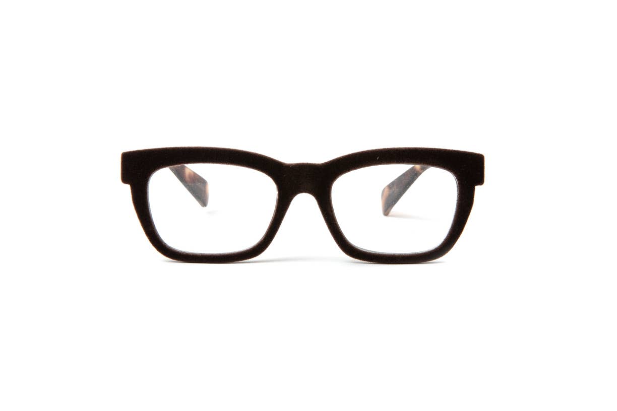 Dubai Brown Velvet Unisex Reading Glasses | Tortoise: +1.50