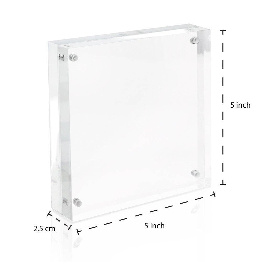 Isaac Jacobs Super Thick Clear Acrylic Magnetic Photo Frame: 5x5