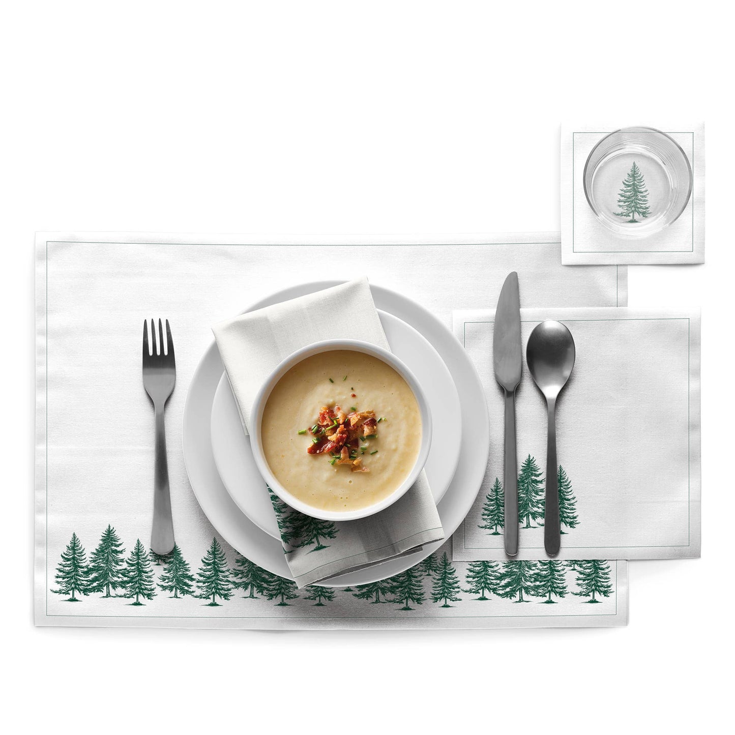 Forest Xmas Cotton Cocktail Napkins 50 Units