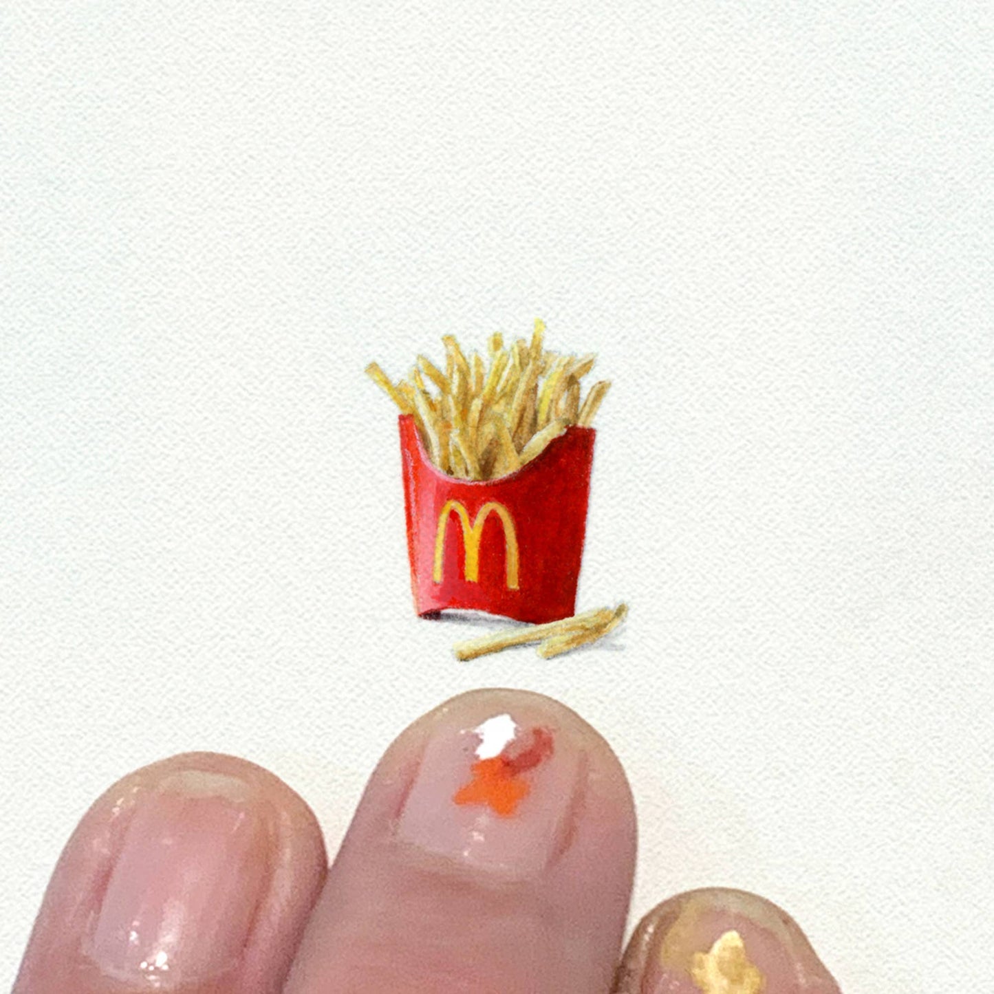 McDonald's French Fries Miniature Watercolor Painting - Art Print